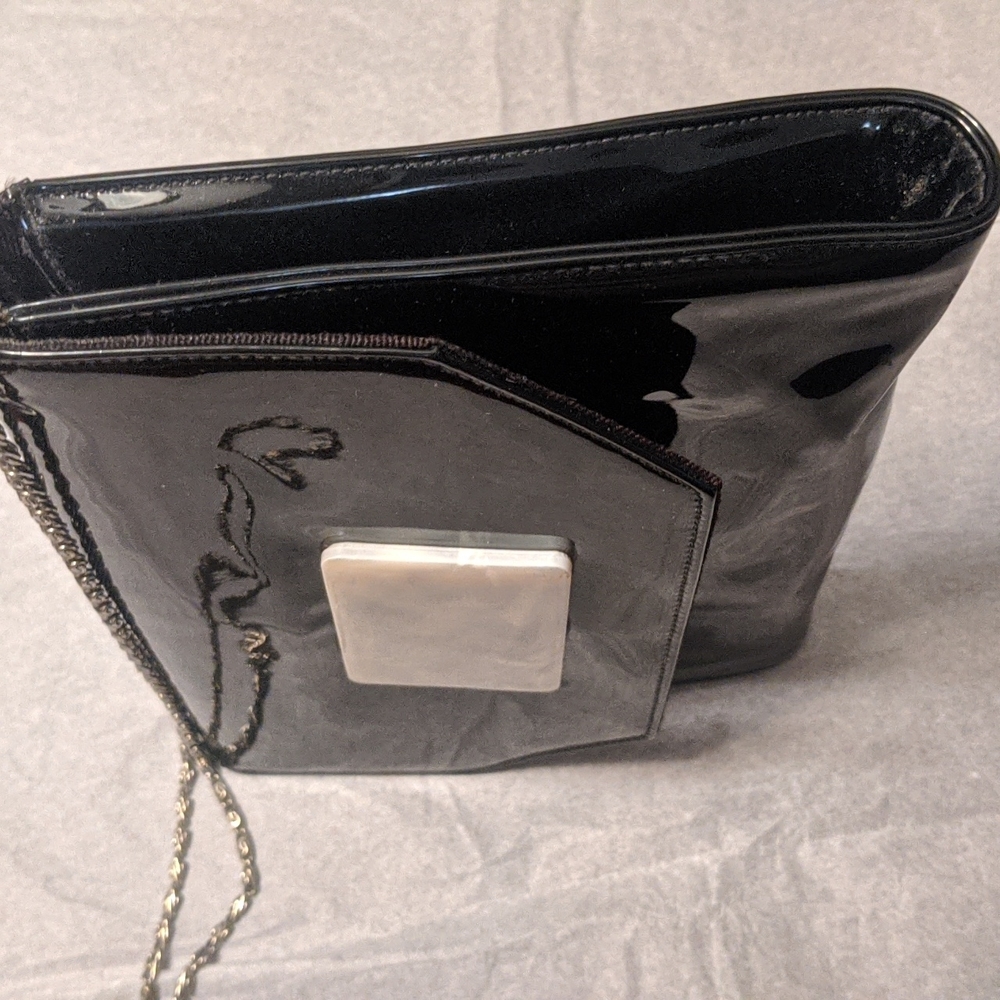 Handbag Patten Leather Evening /Pearlized Decor & Silver Hardware - Picture 10 of 15